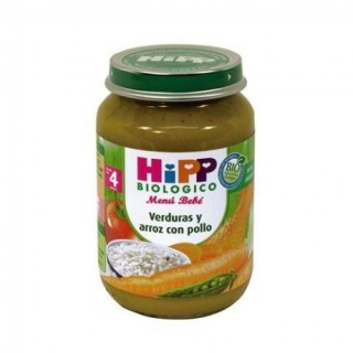 Hipp Biológico Menú bebe Verduras y arroz con pollo 190 gr. 