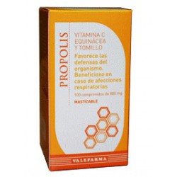 Própolis mastigável vitamina C, equinácea e tomilho. Valefarma .