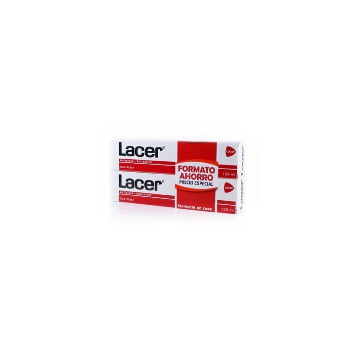 LACER PASTA DENTÍFRICA DUPLO 125 ML FORMATO AHORRO 2 UNIDADES